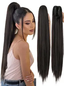 Women's Long Straight Claw Clip Ponytail Extension, Synthetic High Heat Resistant Fiber Wig for Halloween Christmas Festivals Daily Wear, Synthetic Hair Wig