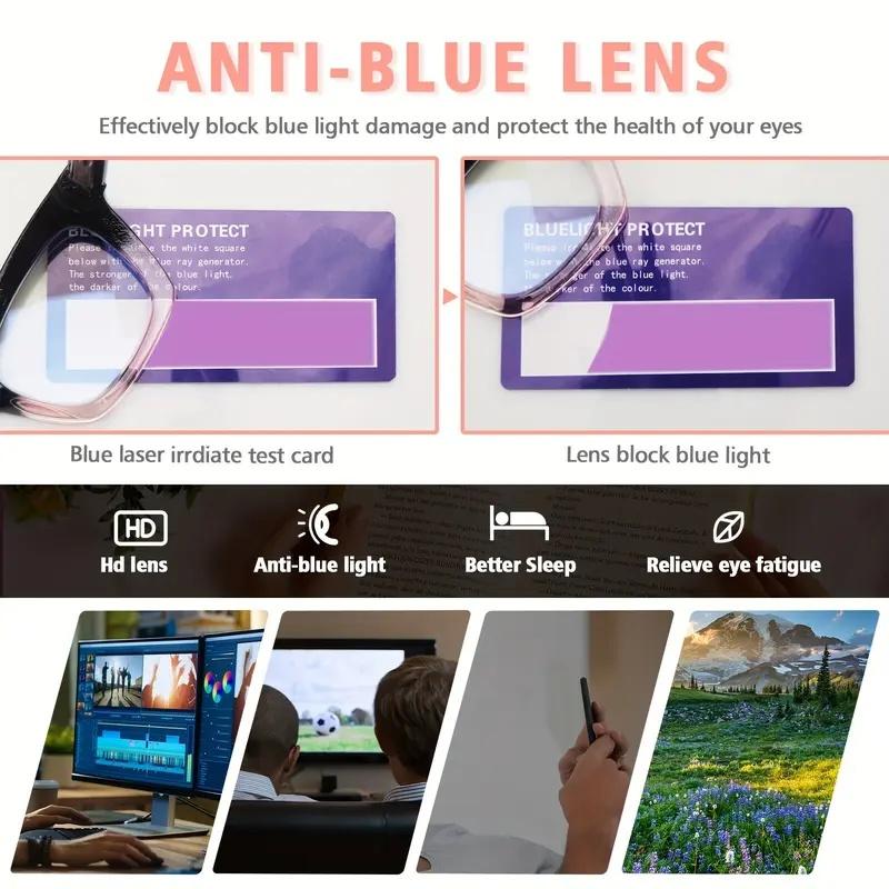 Fashionable Women's Reading Glasses Blue Light Blocking Computer Square