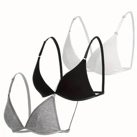 3 Pieces/5 Pieces Padded Push-Up Triangle Bra for Women, Adjustable, Comfortable & Supportive, Ideal for Daily Wear, Enhance Your Bust Shape