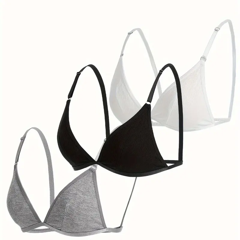 3 Pieces/5 Pieces Padded Push-Up Triangle Bra for Women, Adjustable, Comfortable & Supportive, Ideal for Daily Wear, Enhance Your Bust Shape