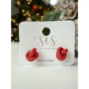 Festive Knotted Stud - Red