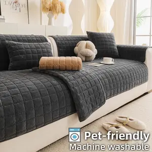 Thick Quilted Sofa Cover, Non Slip Machine Washable Pet Friendly Sofa Cover, Soft Plush Couch Seat Protector Pad, Anti Scratch Furniture Protector for Cats & Dogs, Sectional, Loveseat, 3 Seater Couch, Washable Sofa Slipcover