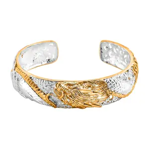 BALI LEGACY 925 Sterling Silver 22K Vermeil Yellow Gold Plated Cuff Bangle Bracelet for Women Jewelry Birthday Christmas Gifts Size 7.25 Inches