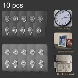 10Pcs Nail Free Hook Paste, Screw Paste, No Trace Nail, Used for Kitchen Bathroom Wall Hanging Shelves, Cabinets, Living Room Room Photo Album Photo Frame