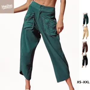 Barrel Cargo Sweatpants Women YeeZaa Wide Leg Pants 2026 Spring Summer Cropped Lounge Pants Athletic Palazzo Pants Joggers Lantern Trousers with Pockets