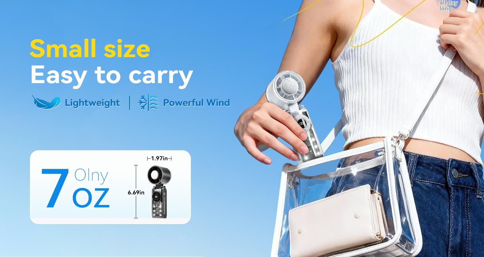 Qawtor 2026 Refrigeration Handheld Turbo Fan, 3600mAh Battery Operated, Up to 12 Working Hours, 199-Level Stepless Control with Digital Display, 5-in-1 Handheld/Neck/Desktop Cooling Fan for Travel, Dorm & Office, summervibes tiktokshop summerwins