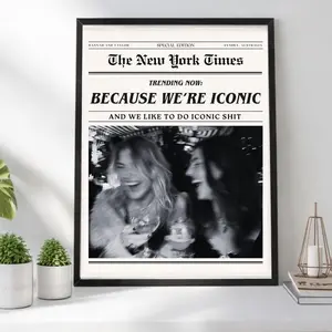Custom Newspaper Print, Personalized Best Friend Gift, Retro BFF Wall Art, Bestie Birthday Poster