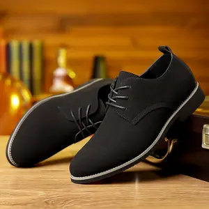 Plus Size Men's Solid Color Derby Shoes-PU Leather Upper, Wear-Resistant, Non-Slip, Lace-up Semi-Formal Shoes, Suitable for Outdoor Leisure Boy Footwear