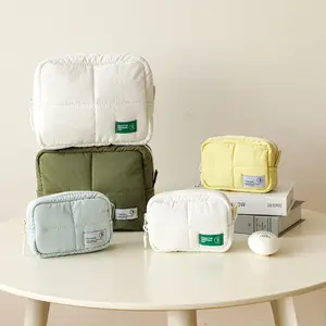 Cute Makeup Bag,Quilted Cosmetic Bag for Women,Make up Pouch for Purse,Toiletry Zipper Pouch,Checkered Bag,Travel Case,Storage Pouches for Organization