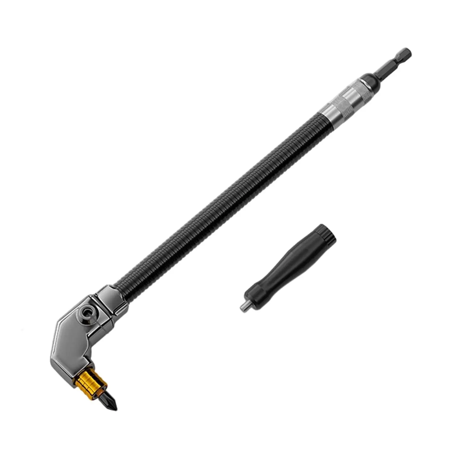 90 Degree Right Angle Drill Attachment, Flexible Shaft Drill Extension Adapter for Tight Spaces, Heavy Duty Corner Drill Tool for Electric Screwdrivers, Perfect for Cabinet Installation, Furniture Assembly, Woodworking, Home Repair and Hard-to-Reach Areas