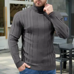 Men's Turtleneck Sweater Long Sleeve, Slim Fit Knit Pullover, Soft Tops Multicolor Texture Turtle Necks Tops for Men