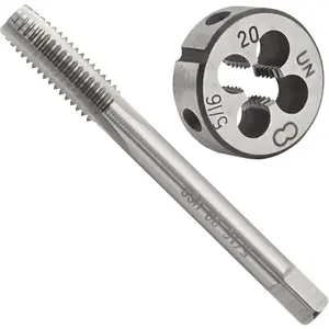 5/16"-20 UN HSS Tap And Die Set, 5/16 x 20 UN Machine Thread Tap And UNS Round Thread Die Right Hand