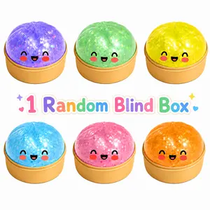 Glitter Dumpling Squishy Mystery Blind Box - 1 Random Color Squishies Toys, Stretchy Sensory Stress Ball, Cute Steamed Dumpling Fidgets Squishies, Anxiety Relief Collectible Gift for Kids