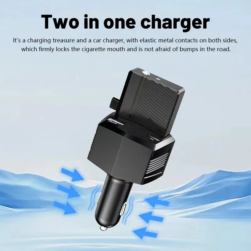 PD+QC3.0 Mini Power Bank Car Charger USB Super Fast Charging Bottle Voltage Display Car Charger，Power bank, car charger