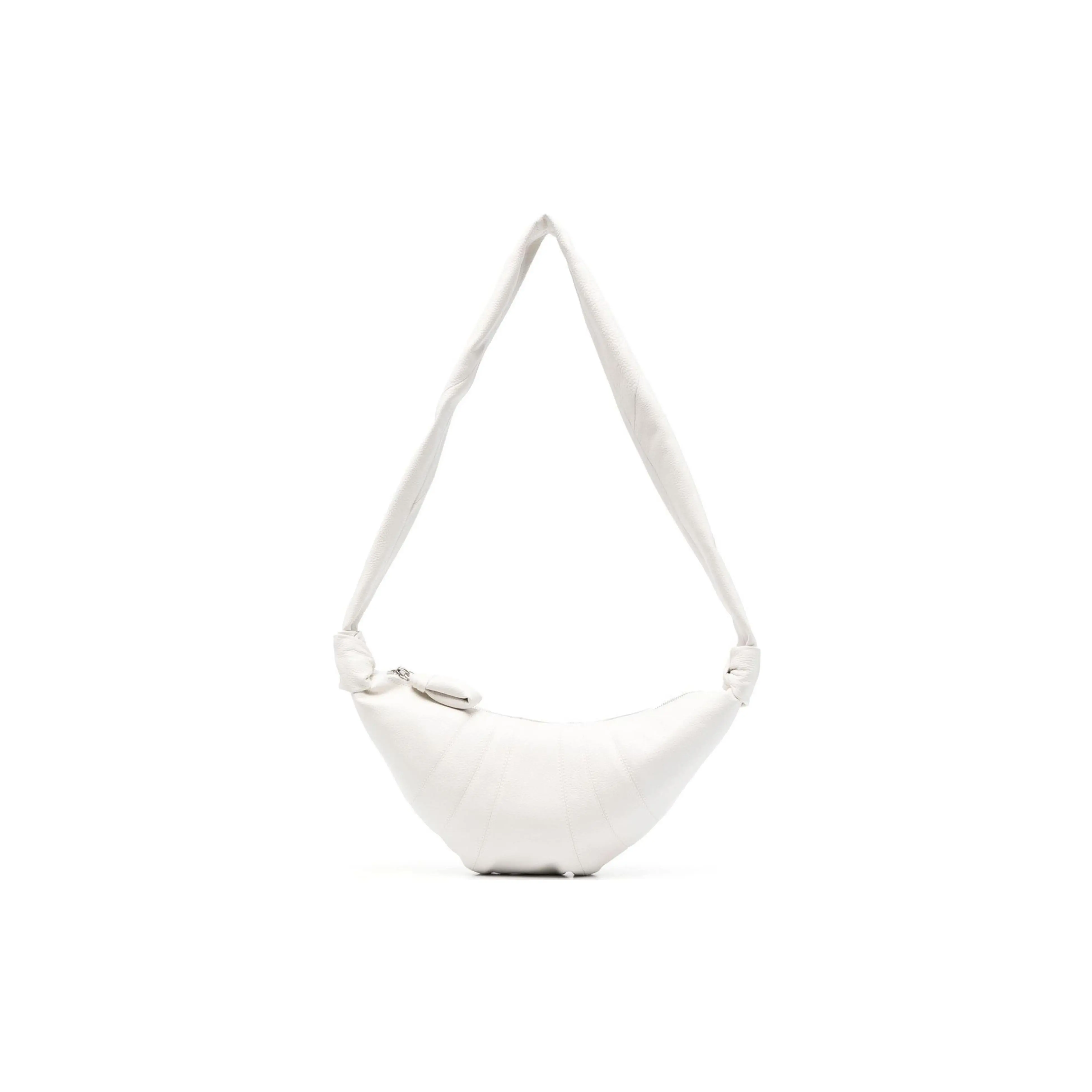 Lemaire Croissant Series Chic Casual Leather Crossbody/Shoulder Bag, Zipper Closure, White Unisex Bag
