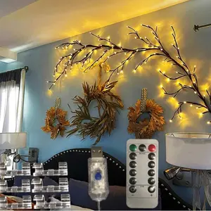 DIY willow branch light wall decor led bedroom blossom branch light USB powered 8 modes for Wedding Living room, Holiday Decor