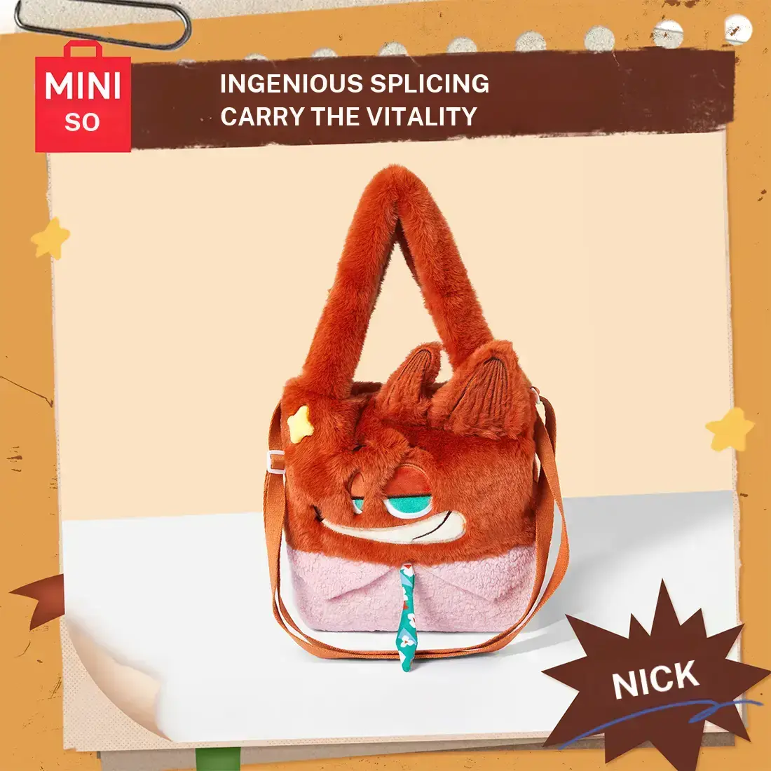 Miniso Zootopia Series Plush Bag Soft Fleece Material Cute Animal Design For Daily Item Storage Outfit Matching Suitable For Shopping Commuting Leisure,Holiday & Holiday Haul#Summervibes, Back To School