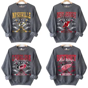 Vintage Ice Hockey Graphic Dark Heather Sweatshirt | Distressed Varsity Sports Shirt | Retro Athletic Style PTS