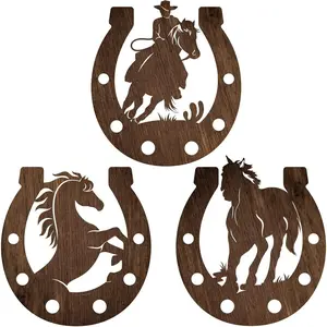 3 count Western Wall Decor Horseshoe  Wall Art Decor Cowboy Party Decorations Rustic Horse Shoes Decoration Hanging Western Country Cowboy Decorations for Home Bedroom Bathroom
