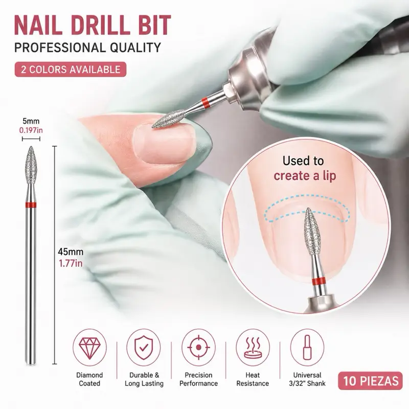 Diamond Flame Nail Drill Bit for Cuticle Cleaning