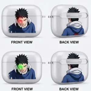 Obito Uchiha Anime AirPods Case with Keychain, Frosted PC Protective Cover for AirPods Pro, Naruto Manga Earbuds Case Gift for Him Her