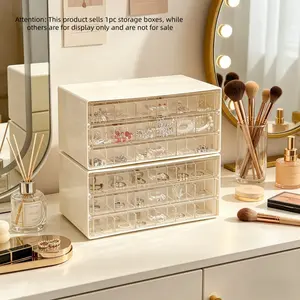 Transparent Jewelry Storage Box, Multi-Layer Large Capacity, Earrings Rings Necklaces Organizer, Makeup Desk Drawer Divider