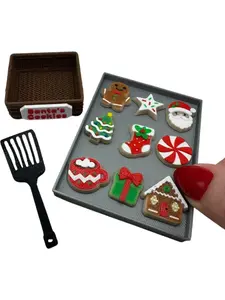 Mini 3D Printed Christmas Cookie Set- sheet, basket, gingerbread, peppermint, star, santa, gift, tree, stocking, hot cocoa, decor Decorative Seasonal Gift