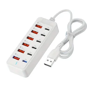 66w Fast Charger with 12 USB Ports (6 USB-A + 6 Type-C), Multi-Device Charging & Data Transfer, Ideal for Tablets Laptops Smartphones