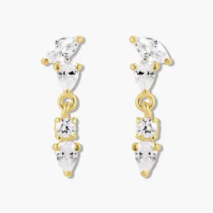 Swagy Chic Multi-Stone Tear Drop Stud Earrings - Fashion Costume Jewelry Accessories, Statement Earrings, Tear Drop Earring