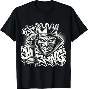 Casual Cotton shortsleeve tees Graffiti Hip Hop Chess King T-Shirt
