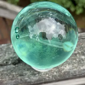 Aqua Obsidian (SP1) Sphere Ocean Energy Man Made Natural Material Polished Freeform for Emotional Clarity and Inner Peace