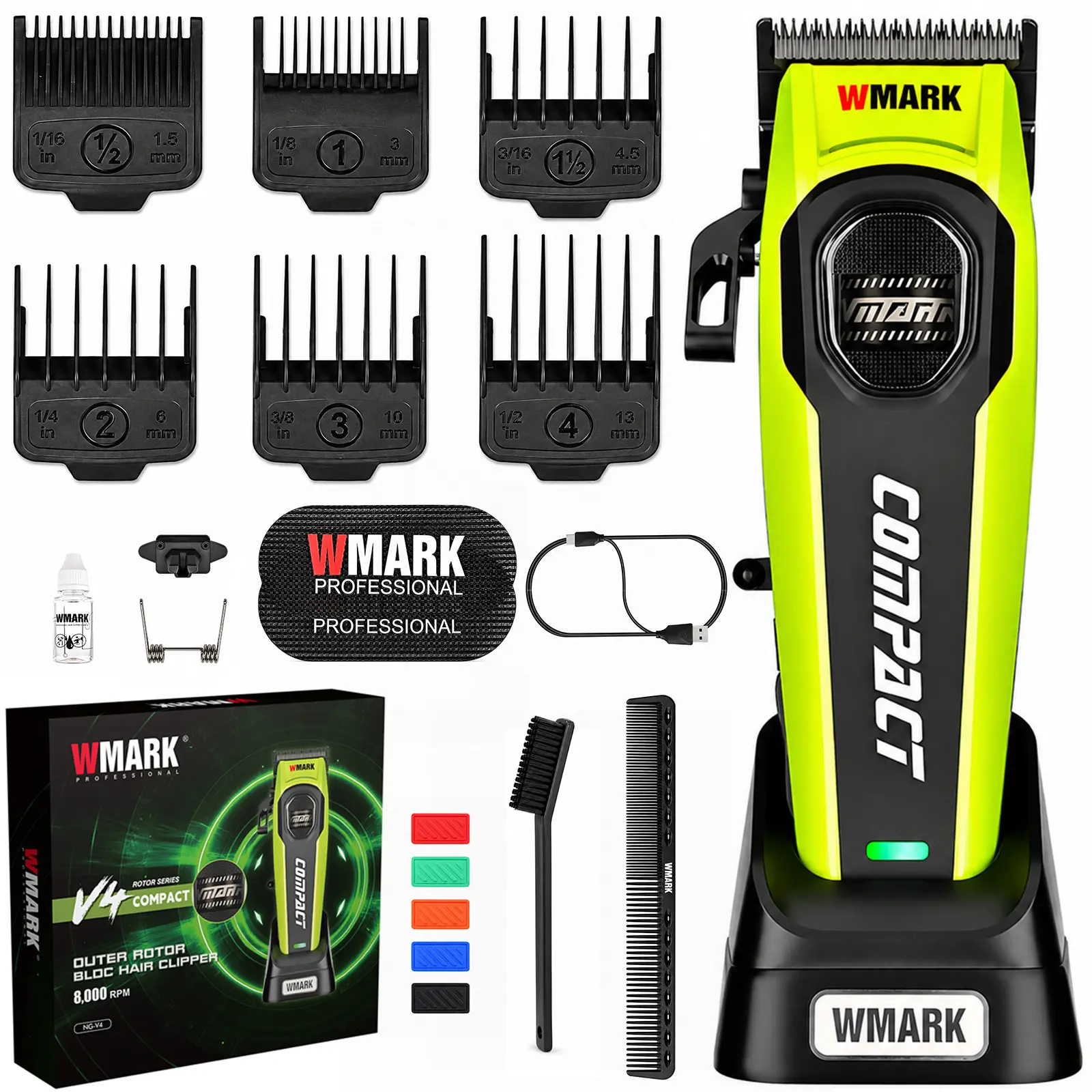 W Mark,Wireless Brushless Motor Men's Hair Clipper,Professional 3000mAh Clipper with LED light,V4 high-end Barber shop clipper,DLC blade,