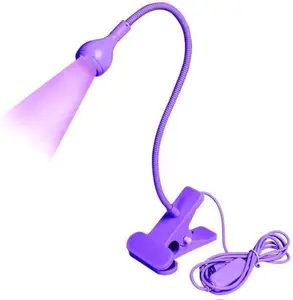 USB 3W LED UV Ultraviolet Phone Glue Curing Lamp,UV Led Nail Lamp for Gel Nails,Portable Clamp Flexible Desk Lamps for Mobile Repair,Plug and Play Purple
