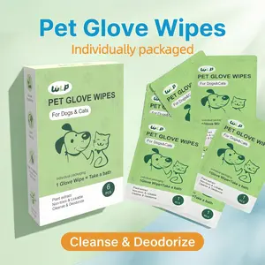 WLP Pet Glove Grooming Wipes for Dogs & Cats,Bath Wipes for Bathing and Washing Pets,Hypoallergenic No-Rinse Grooming,Daily Care and Traveling,Individually Packaged,Prevent Evaporation,Easy to Carry