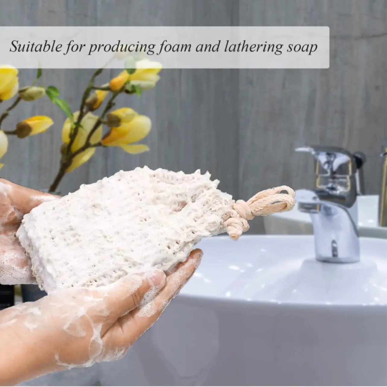 Soap saver loofah Accessories Shower Wooden Cream