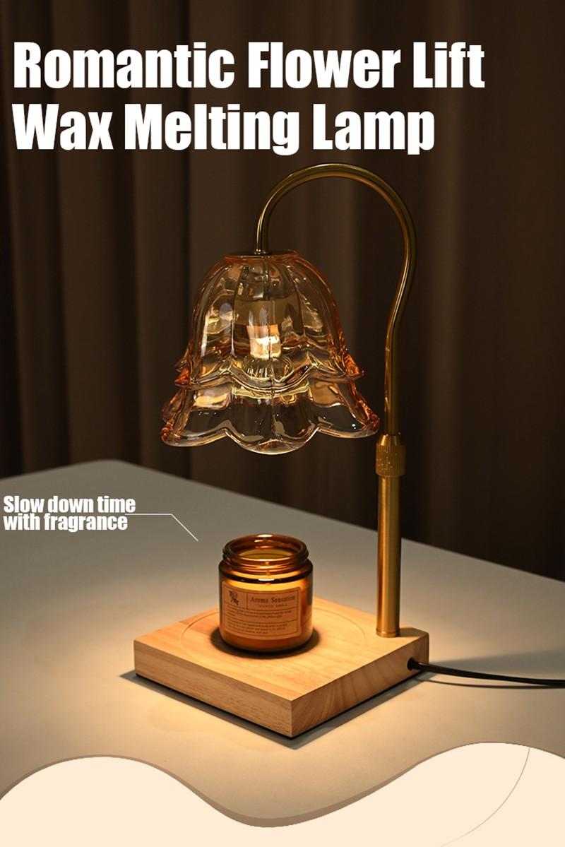 Vintage Tulip Candle Warmer Lamp Dimmable Timer Height Adjustable Solid Wood Base Flameless Scented Wax Lamp Home Bedroom Decor