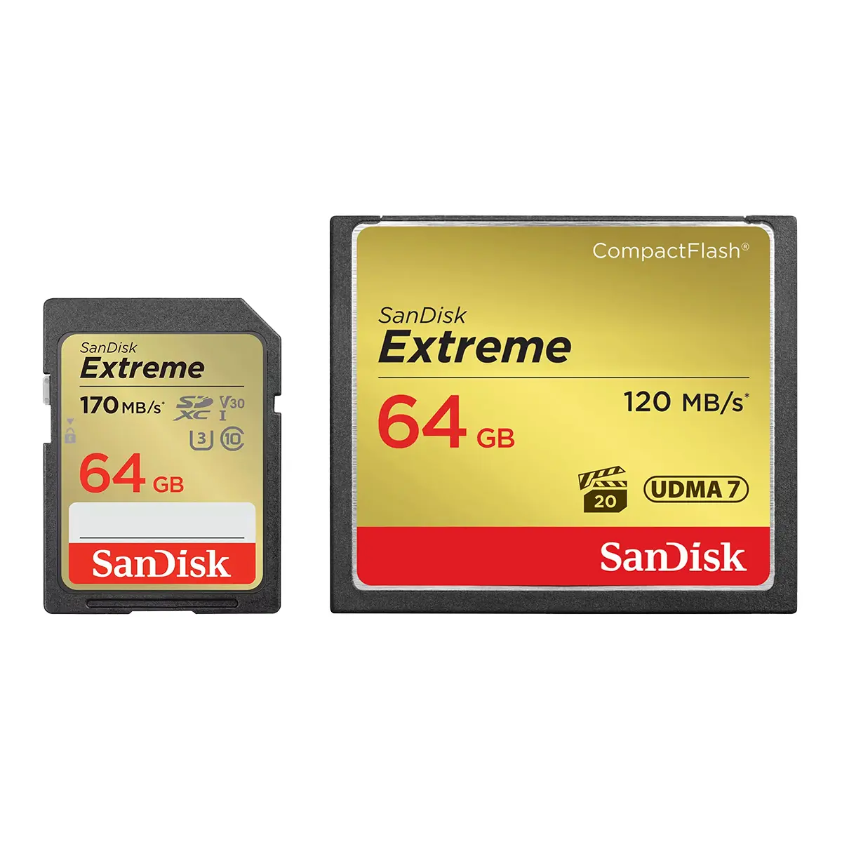 SanDisk 64GB Extreme Compact Flash Memory Card with Extreme 64GB UHS-I U3 SDXC Memory Card