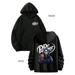 Dr.Pepperr Ghost Face Horror Street Double-Sided Hoodie, Dr.Pepperr Men's and Women's Hoodie, Spring Hoodie, Comfortable, Autumn and Winter Long-Sleeved Hoodie Double-Sided Printed, Fashionable Casual Wear, Couple Matching Clothing, Christmas Gift Stretch