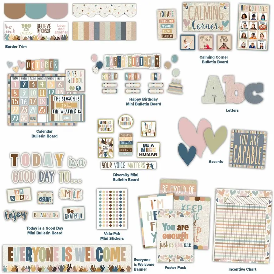 Multicolor Motivational Decor Bulletin Board Set - Office Stationery, Inspirational Wall Art Accents for Classroom, School & Office Use, Promotes Positive Environment