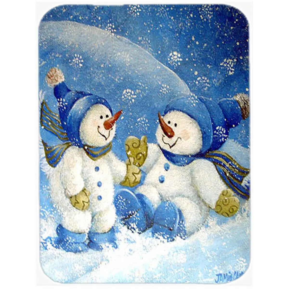 Snowflakes At Play Snowman Glass Cutting Board- Large