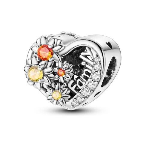 MULA Women's Sunflower Heart Pendant Necklace, 925 Silver-Plated with Zirconia Inlay, Sentimental Family Charms & Pendants Gift for Mama, Besties, Thanksgiving, Necklace For Mama, Engraved