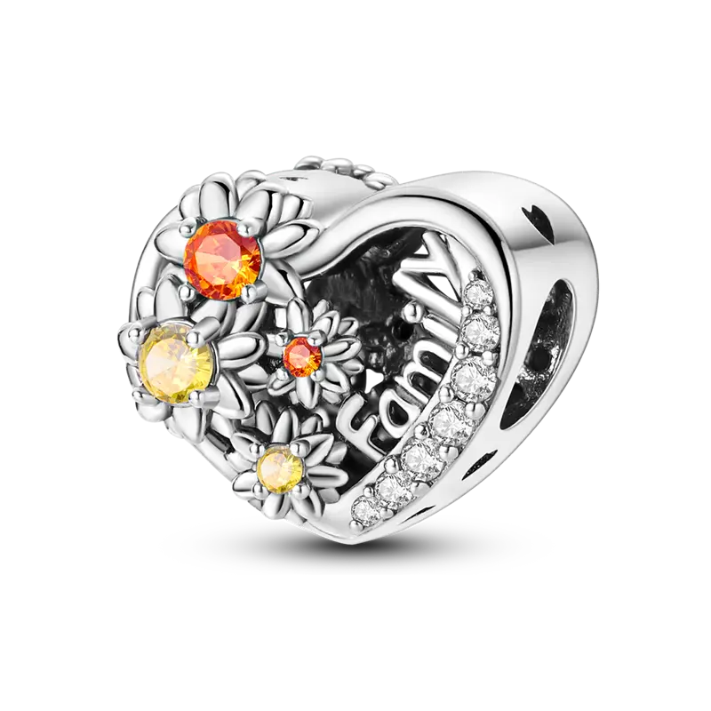 MULA Women's Sunflower Heart Pendant Necklace, 925 Silver-Plated with Zirconia Inlay, Sentimental Family Charms & Pendants Gift for Mama, Besties, Thanksgiving, Necklace For Mama, Engraved