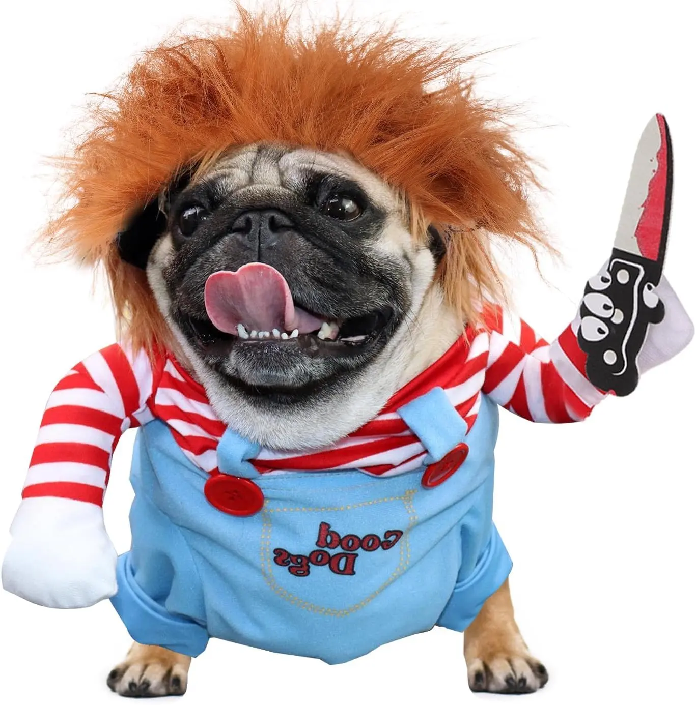 Breathable Cotton Blend 1-Piece Creepy Doll Halloween Costume for Large Dogs, One-Piece