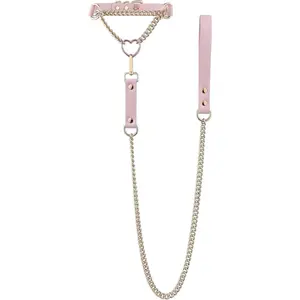 Heart O-ring Leather Choker Necklace For Women, Punk Gothic Black/ Slip Chain Necklace with Vegan Leather Swivel Clasp