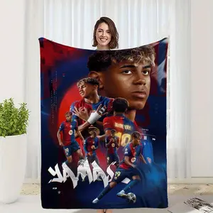 Lamine Yamal Theme Creative Print Flannel Blanket - Super soft and warm, suitable for sofas, offices, beds, travel, multi-purpose.