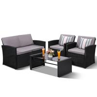 New-black Rattan With Light Grey Cushion-4pcs