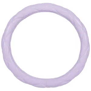 Carbella Purple Stitched Leather Steering Wheel Cover for Women, Standard 15 Inch Size Fits Most Vehicles, Cute Faux Car Steering Cover with Diamond Double-Stitch Detail, Car Accessories for Women
