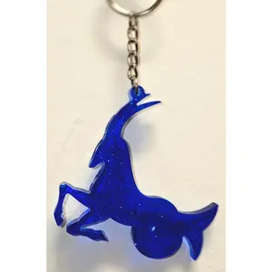 Capricorn Keychain – Sparkling Blue UV Resin Zodiac Goat Charm
