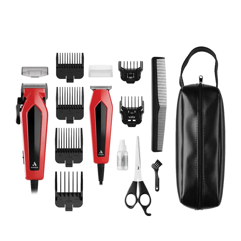 Andis Ultra Clip & Trim Haircut Trimmer Kit with Adjustable Attachments, Storage Solution, and Cleaning Brush