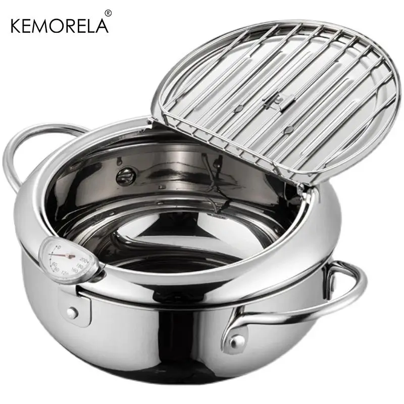 Stainless Steel Deep Fryer Pot with Temperature Control & Oil Filter Rack, 1 Count Multifunctional Kitchen Fryer Pot for Frying Chicken & French Fries